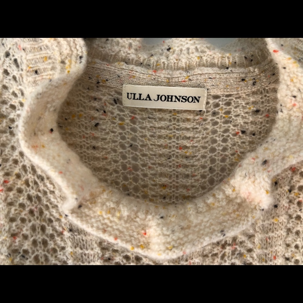 Ulla Johnson Ivory Cashmere Sweater Ruffle Top - Picture 3 of 6